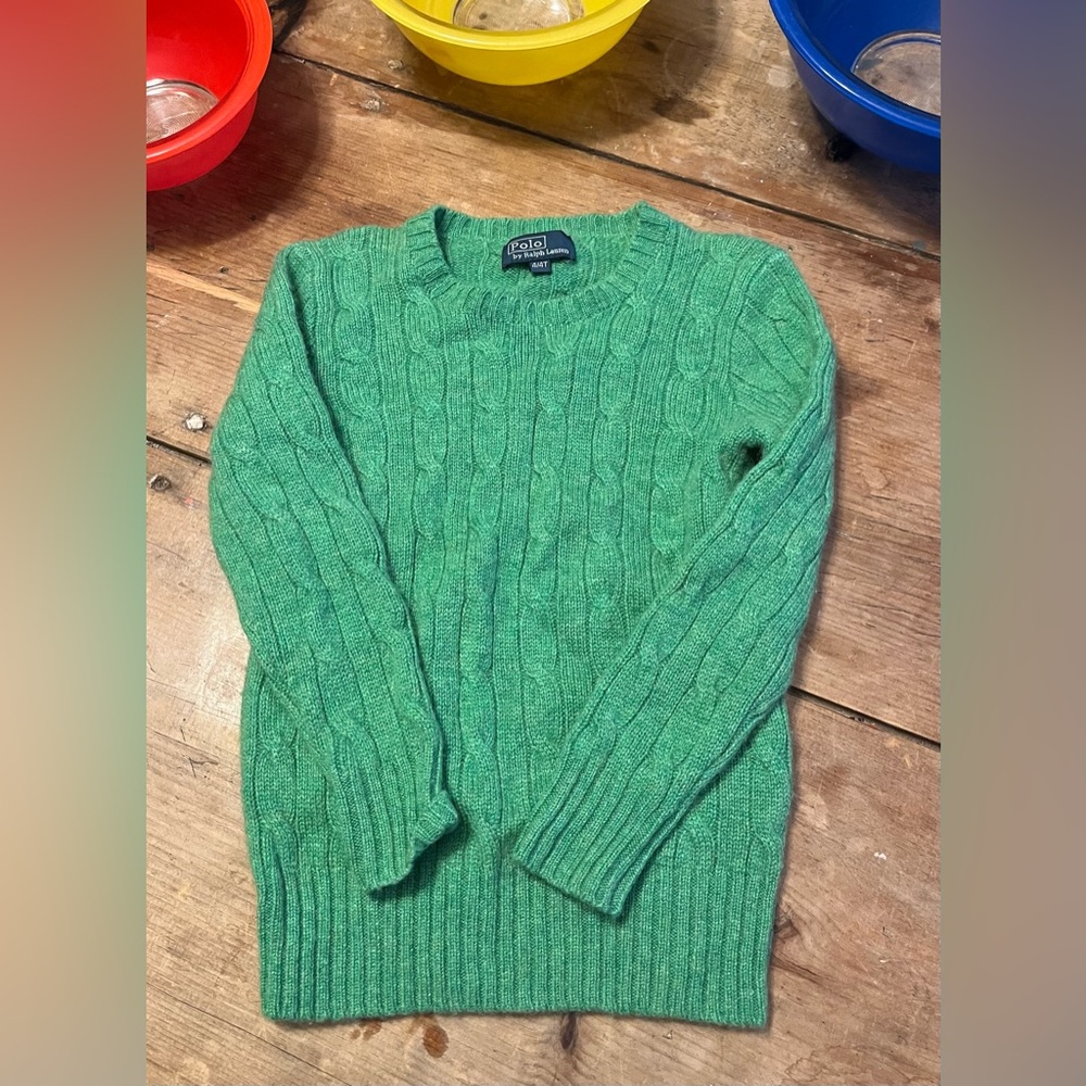 children’s cable knit cashmere polo sweater